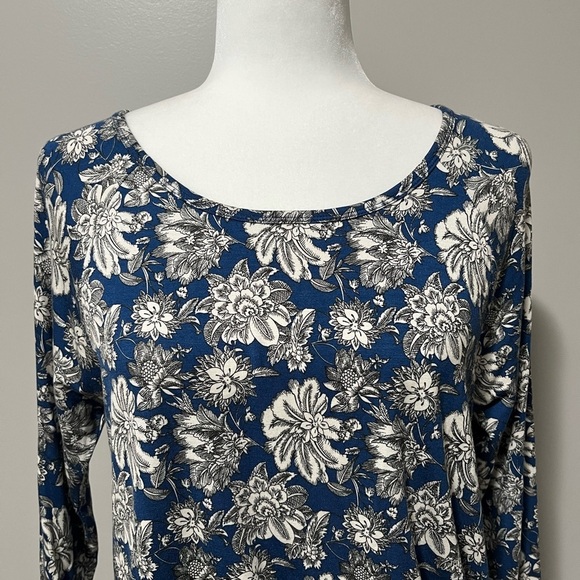 Haggar Clothing Petite 3/4 Sleeve Boatneck Tee Floral Print Stretch - Picture 3 of 11